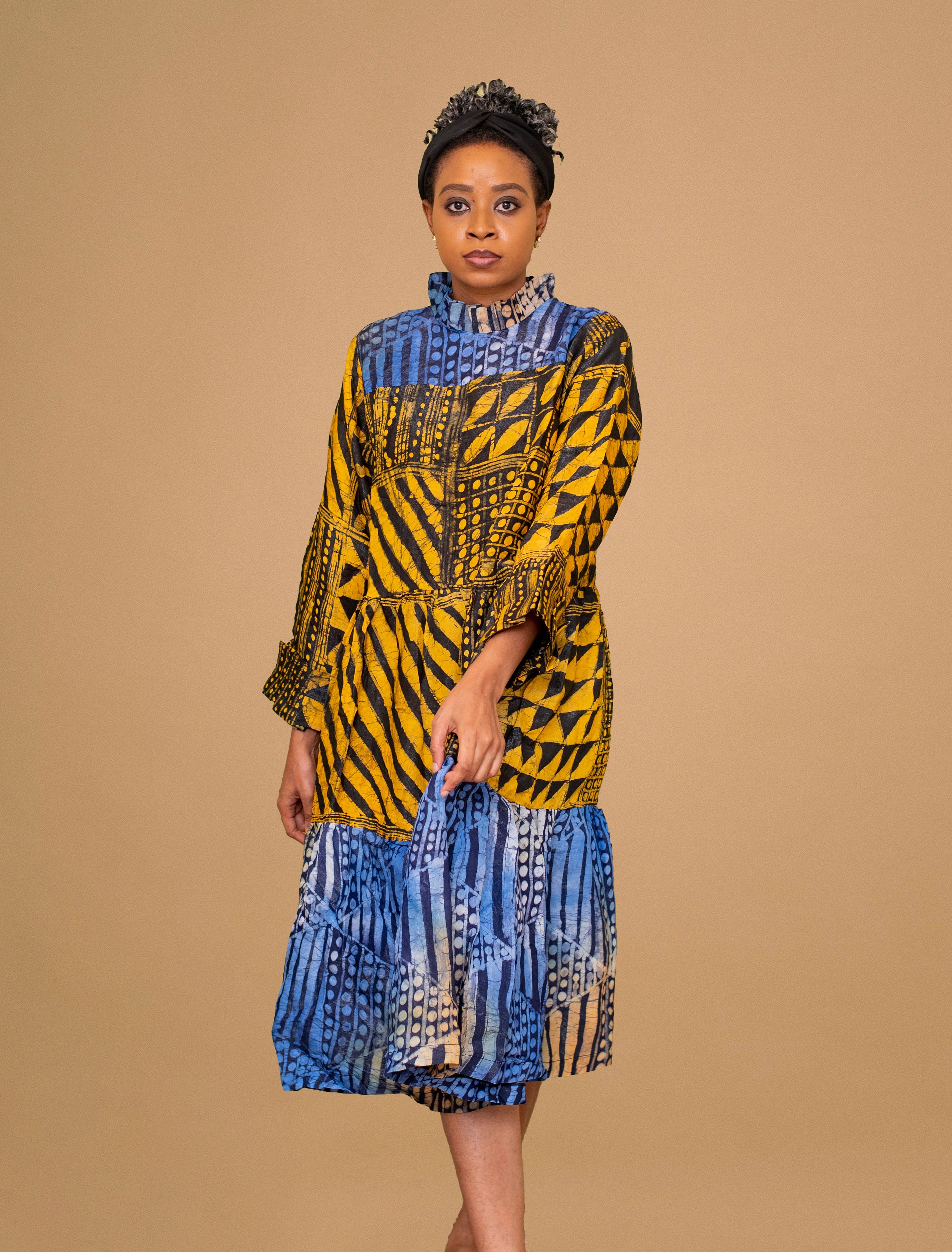 EGOVIN AFRICAN PRINT MIDI DRESS