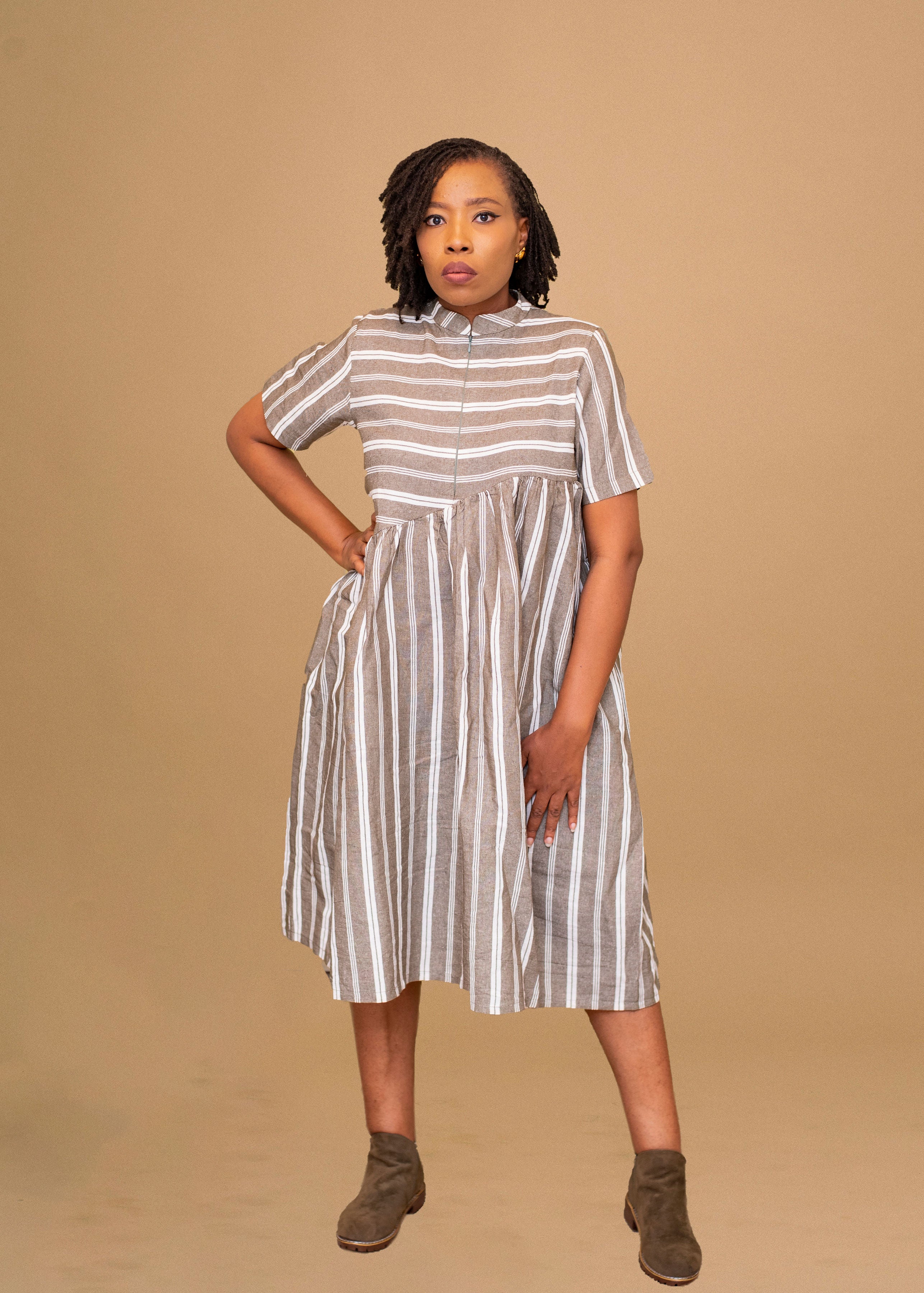 OBIOMA LINEN ASYMMETRIC DRESS