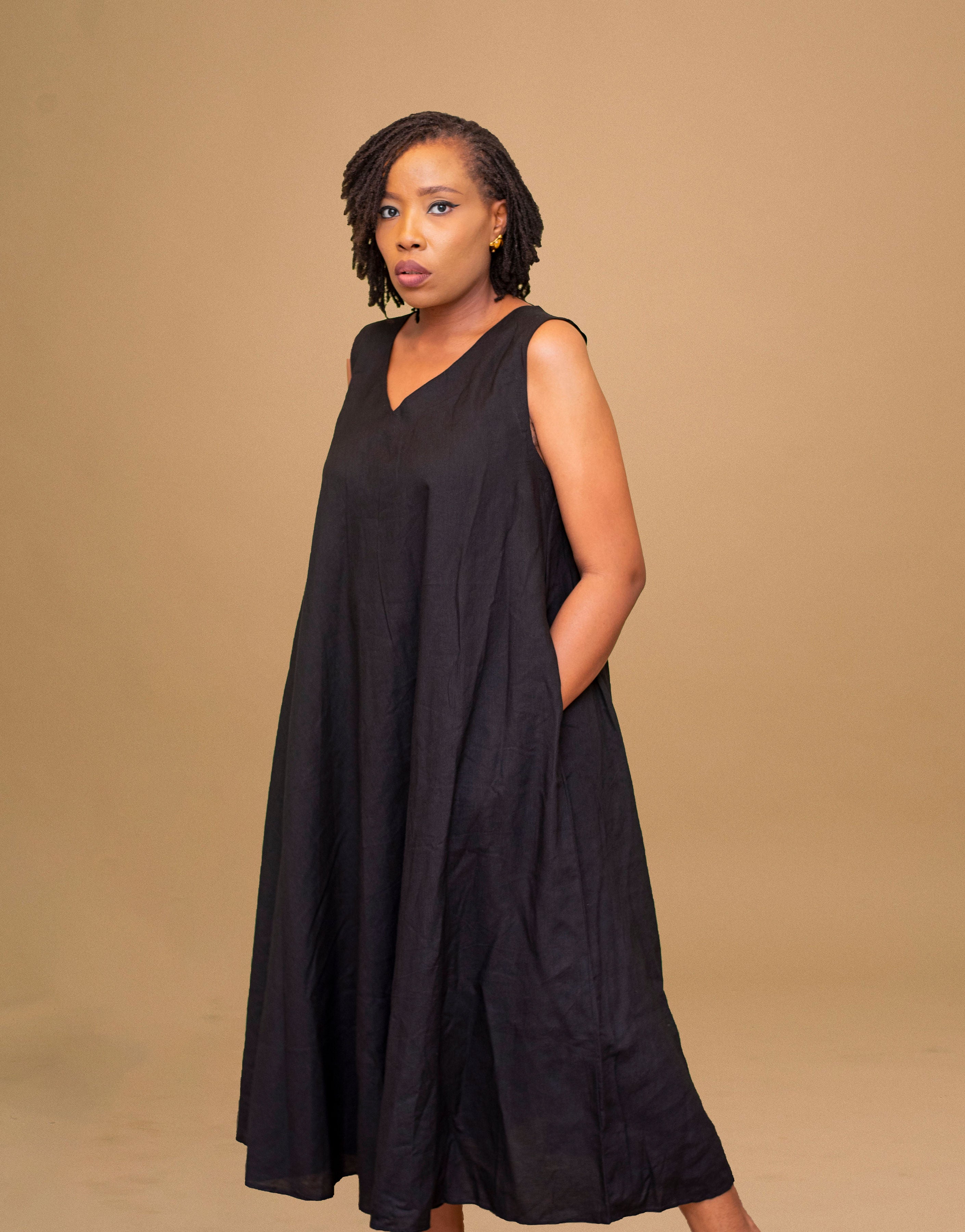 IHUOMA A-LINE MIDI DRESS