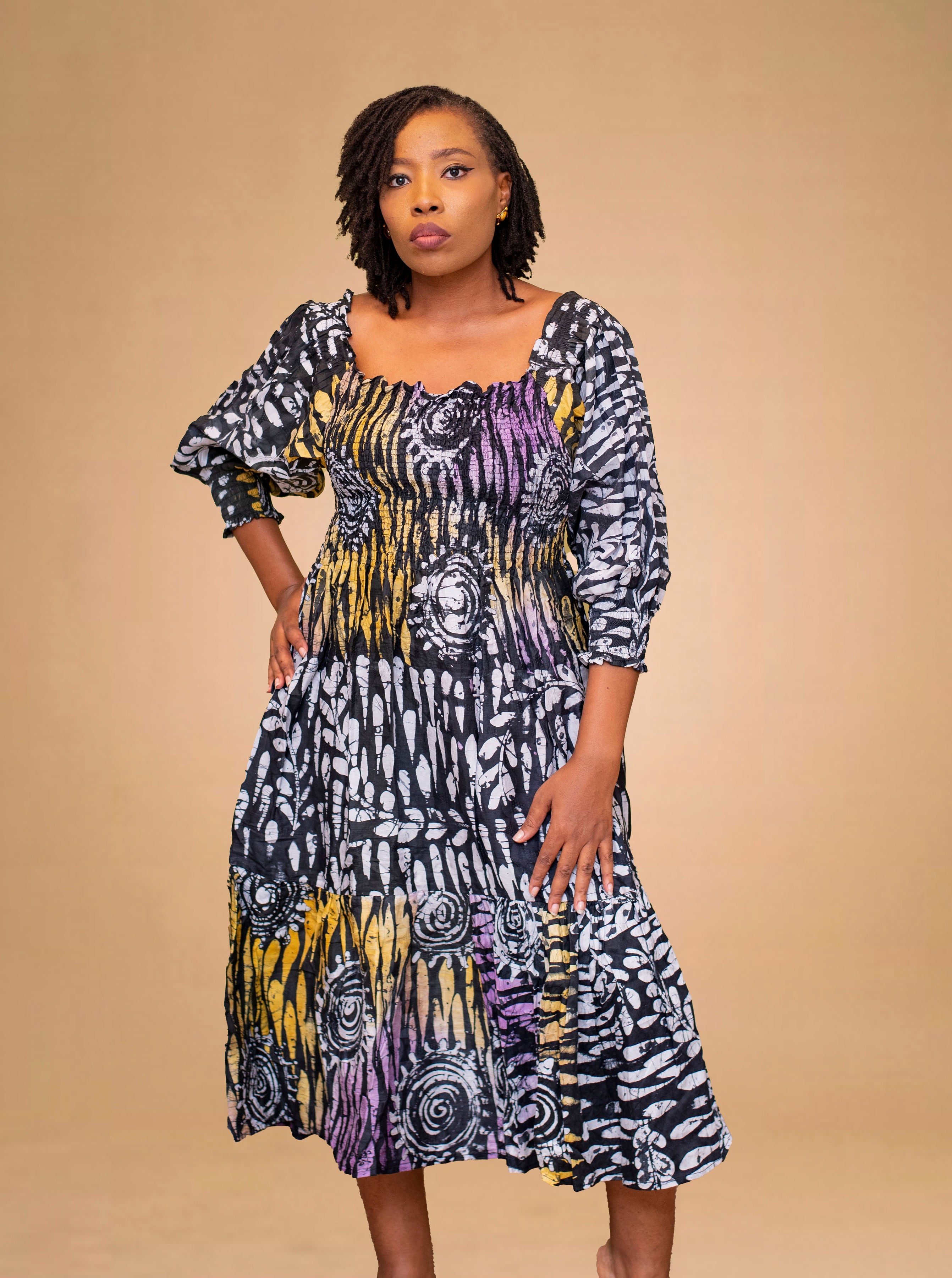 DERA AFRICAN PRINT MIDI DRESS