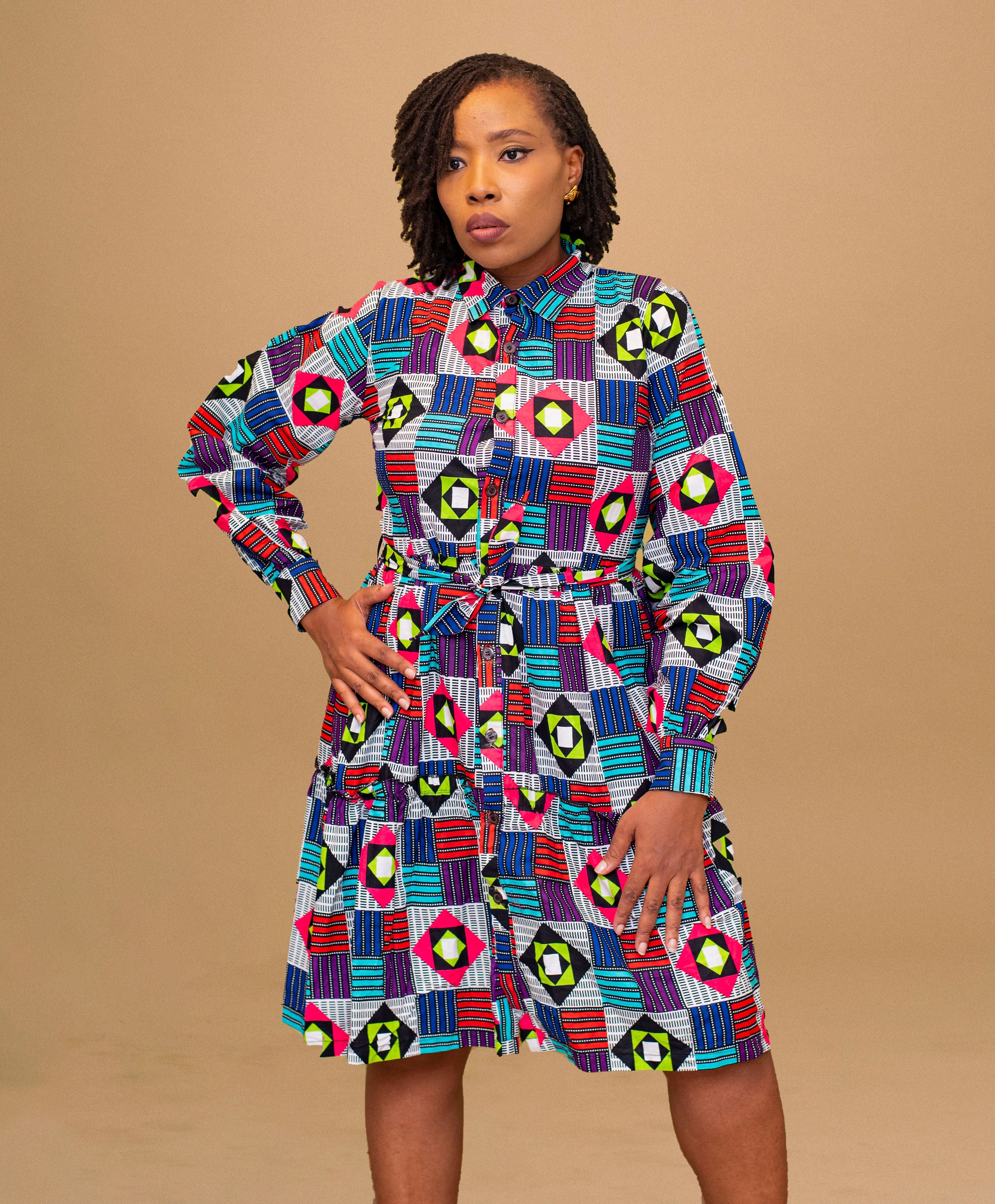 ZITERE AFRICAN PRINT SHIRT DRESS