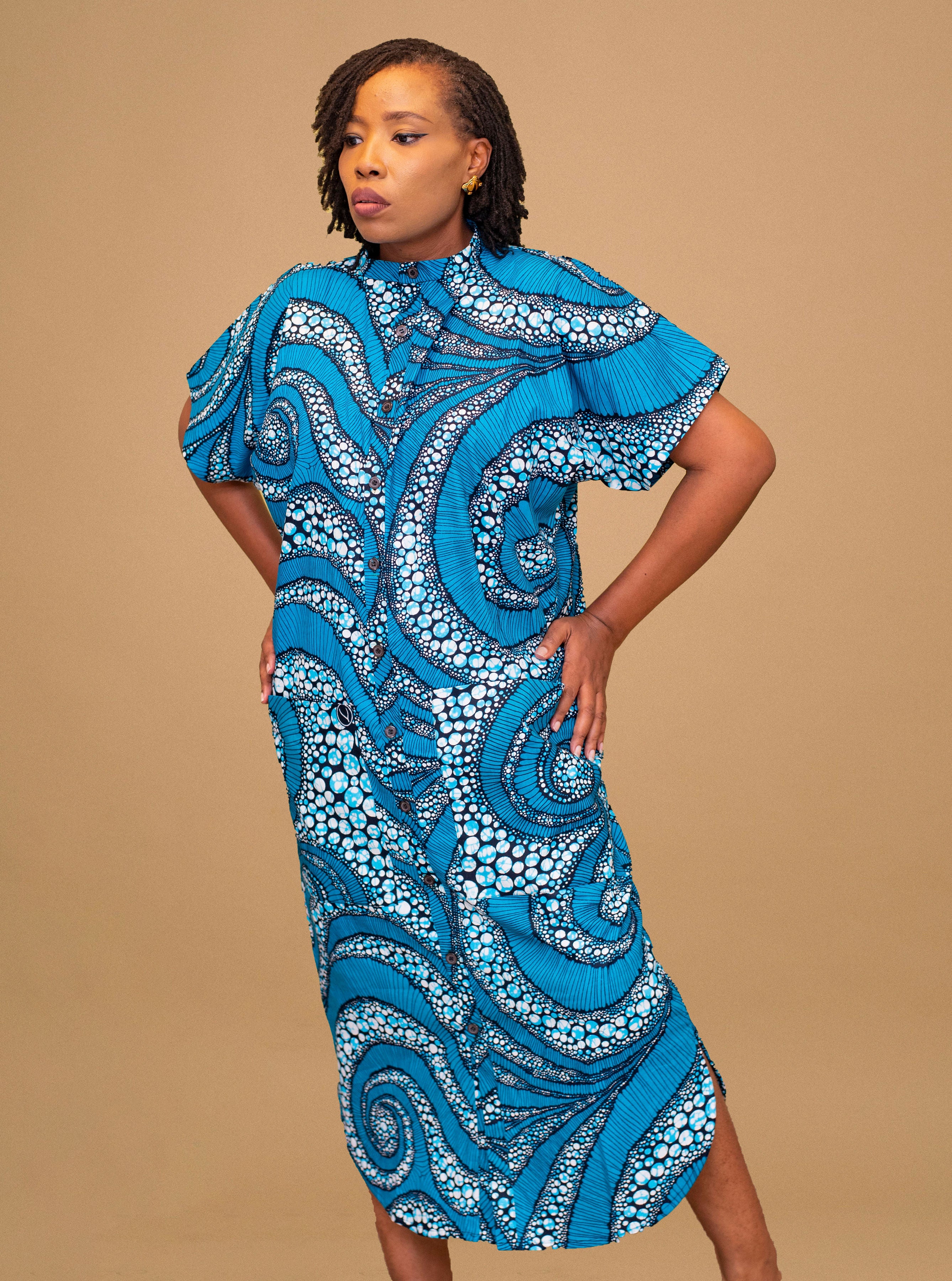 NDALI AFRICAN PRINT SHIRT DRESS