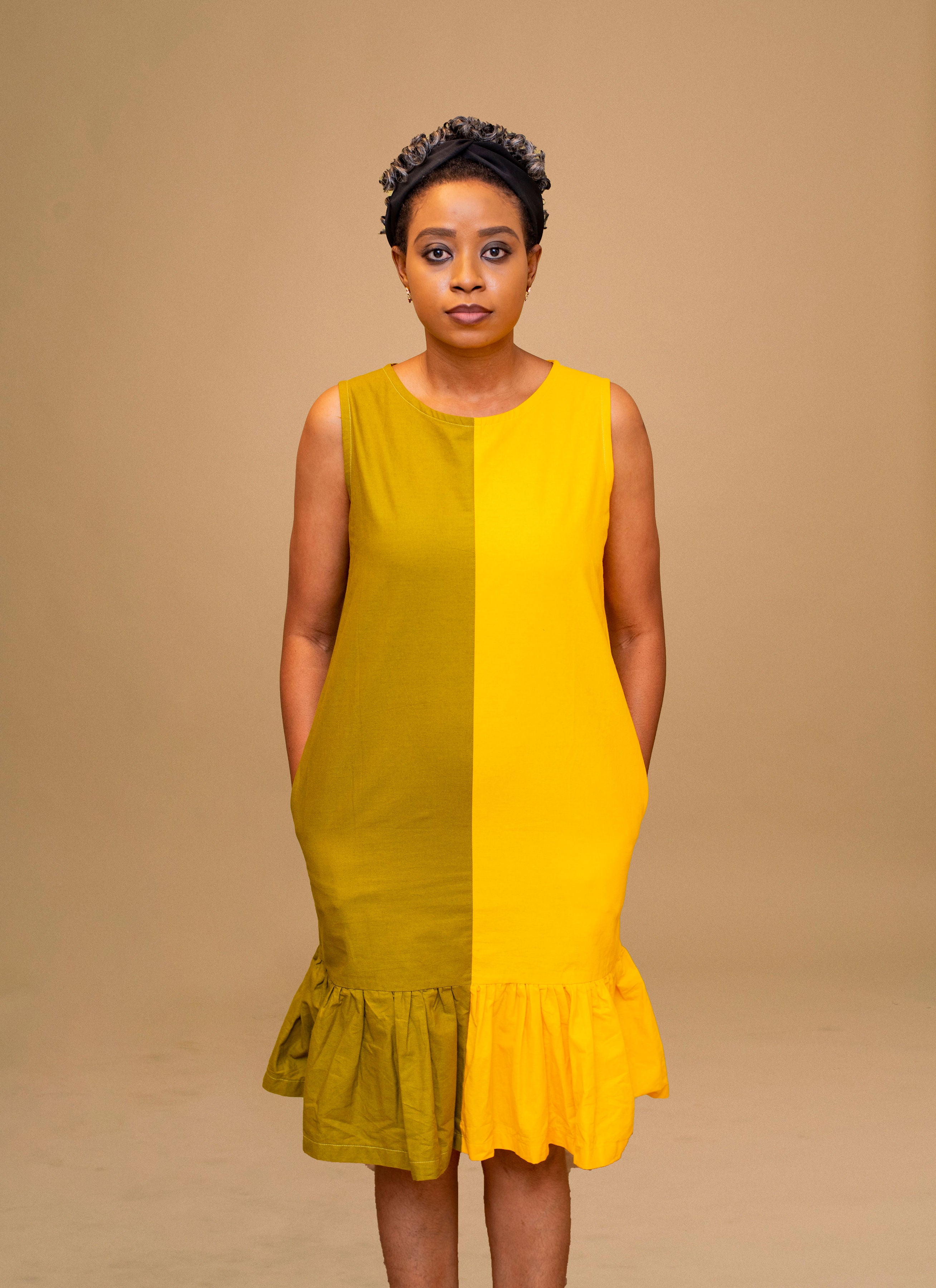 OLANMA TWO TONE DRESS