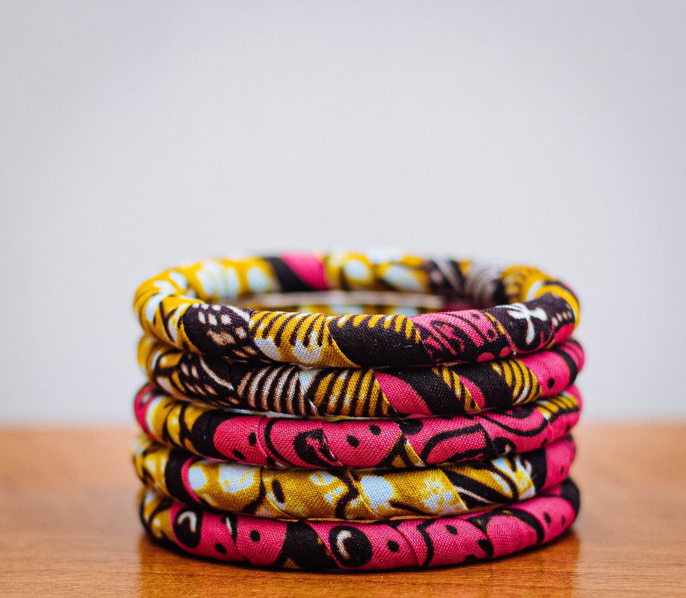 AFRICAN PRINT 5 PIECES STACK BRACELET