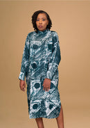 UJU AFRICAN PRINT 2 PIECE SHIRT DRESS TROUSER SET